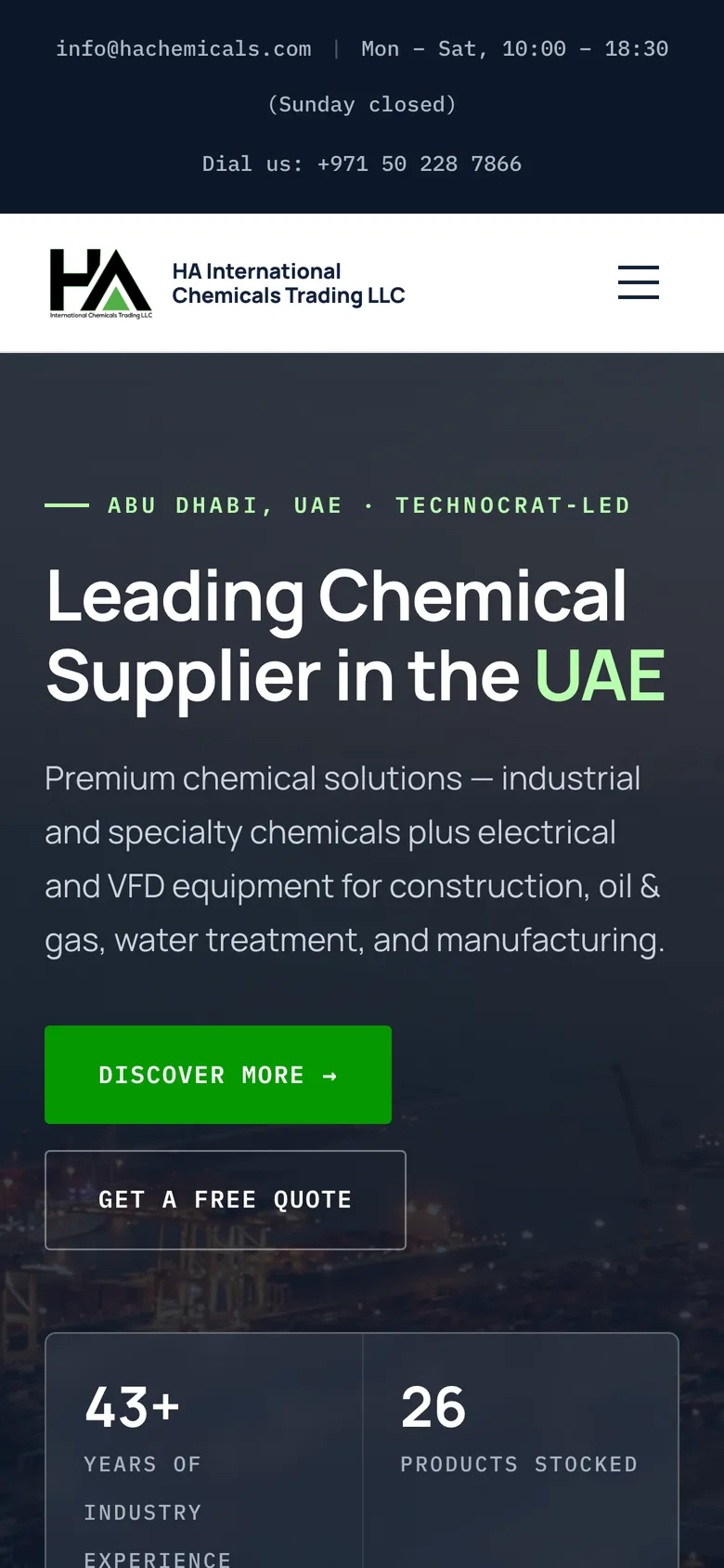 HA Chemicals on mobile