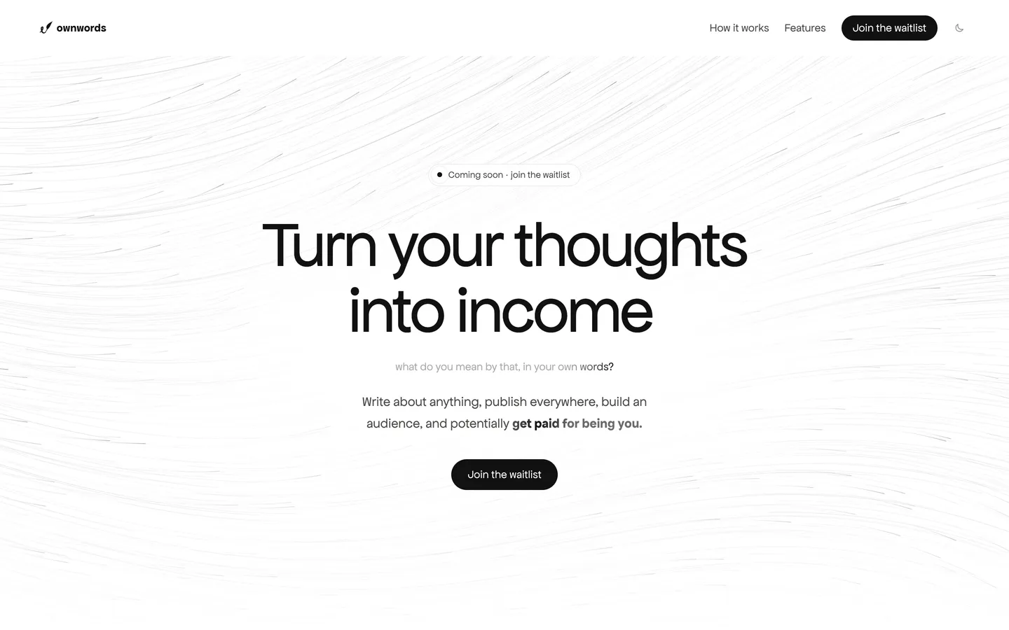 ownwords website, view 1