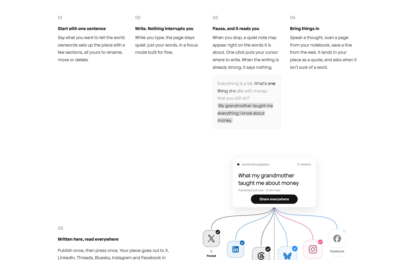 ownwords website, view 2